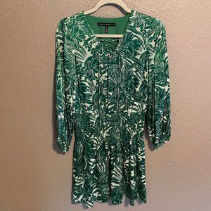 White House Black Market Green Satin Long Sleeve Dress